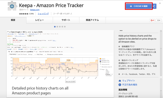 Amazon、商品ページ、ランキング、価格推移表、表示、Keepa、導入方法