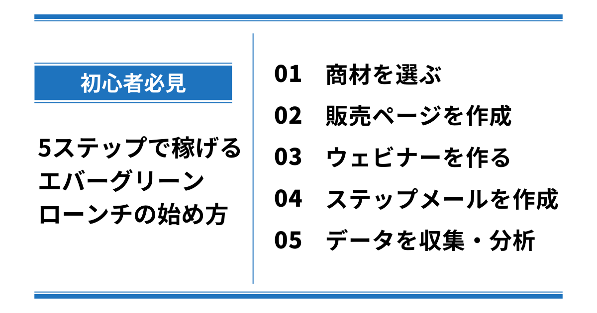 【初心者必見】5ステップ 稼げるエバーグリーンローンチの始め方